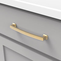 Bridges Collection Pull 6-5/16'' cc Brushed Golden Brass Finish P3235-BGB