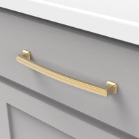 Bridges Collection Pull 7-9/16'' cc Brushed Golden Brass Finish P3236-BGB