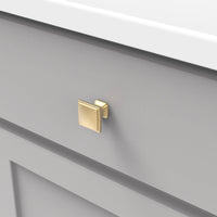Bridges Collection Knob 1-1/4'' Square Brushed Golden Brass Finish P3240-BGB