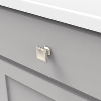 Bridges Collection Knob 1-1/4'' Square Satin Nickel Finish P3240-SN