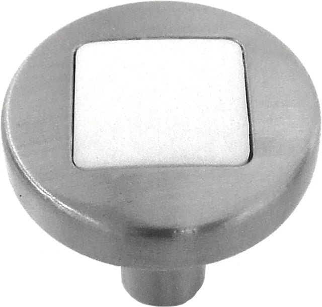 Loft Collection Knob 1'' Diameter Satin Nickel with White Matte Finish P3440-SNWM
