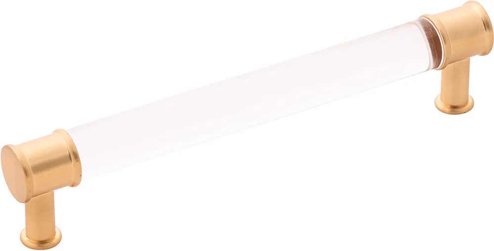 Midway Collection Pull 6-5/16'' cc Crysacrylic with Brushed Golden Brass Finish P3702-CABGB