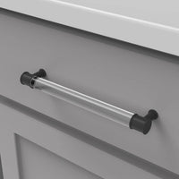 Midway Collection Pull 7-9/16'' cc Crysacrylic with Matte Black Finish P3703-CAMB