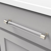 Midway Collection Pull 8-13/16'' cc Crysacrylic with Satin Nickel Finish P3704-CASN