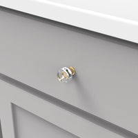 Midway Collection Knob 1'' Diameter Crysacrylic with Brushed Golden Brass Finish P3708-CABGB