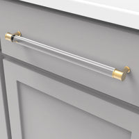 Midway Collection Pull 12'' cc Crysacrylic with Brushed Golden Brass Finish P3711-CABGB