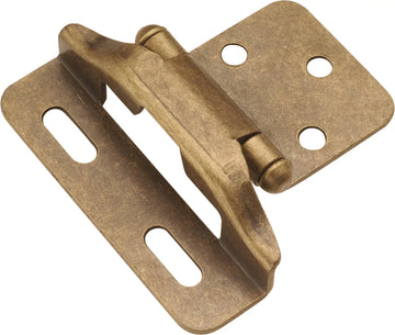 Hinge Semi-Concealed 1/4'' Overlay Face Frame Part Wrap Self-Close Antique Brass Finish P60010F-AB