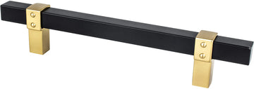Rivet Rebel 128mm CC Matte Black Bar and Modern Brushed Gold Posts Pull 5110-455MDB-P