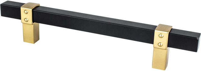 Rivet Rebel 128mm CC Matte Black Bar and Modern Brushed Gold Posts Pull 5110-455MDB-P