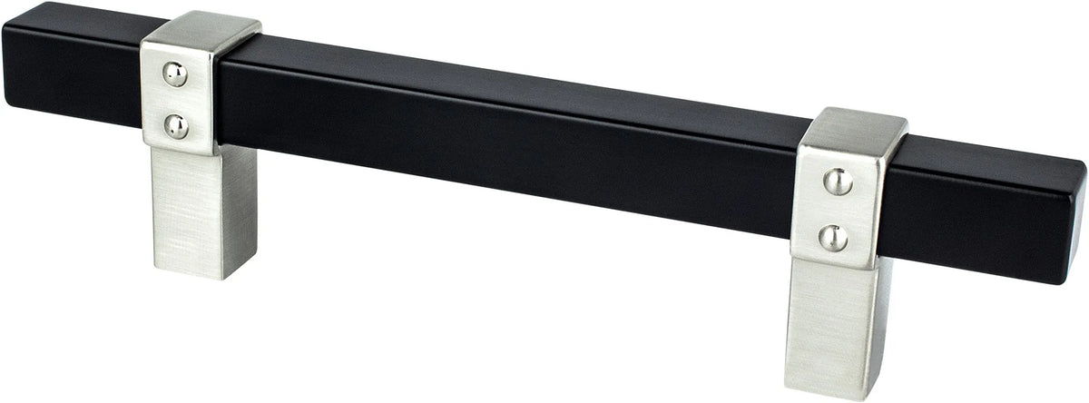 Rivet Rebel 96mm CC Matte Black Bar and Brushed Nickel Posts Pull 5115-455BPN-P