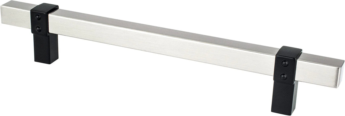Rivet Rebel 160mm CC Brushed Nickel Bar and Matte Black Posts Pull 5123-4BPN55-P
