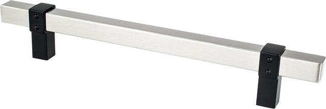 Rivet Rebel 160mm CC Brushed Nickel Bar and Matte Black Posts Pull 5123-4BPN55-P