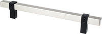 Rivet Rebel 160mm CC Brushed Nickel Bar and Matte Black Posts Pull 5123-4BPN55-P