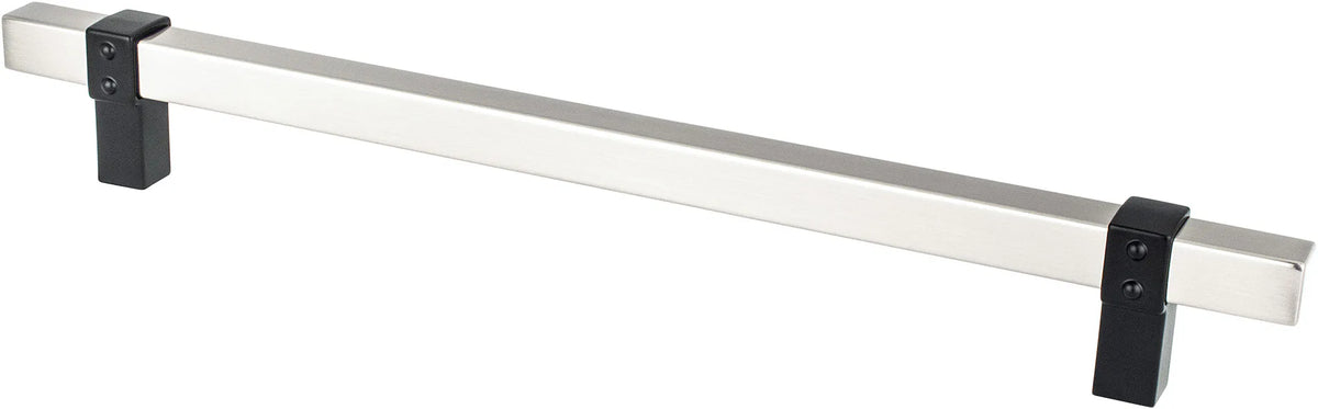 Rivet Rebel 224mm CC Brushed Nickel Bar and Matte Black Posts Pull 5124-4BPN55-P