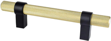 Radial Reign 96mm CC Modern Brushed Gold Bar and Matte Black Posts Pull 5142-4MDB55-P