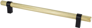 Radial Reign 12 inch CC Modern Brushed Gold Bar and Matte Black Posts Appliance Pull 5146-4MDB55-P