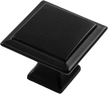 Studio II Collection Knob 1-1/4'' Square Matte Black Finish B055555-MB