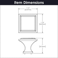 Studio II Collection Knob 1-1/4'' Square Satin Nickel Finish B055555-SN