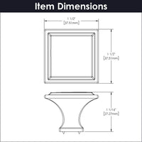 Studio II Collection Knob 1-1/2'' Square Satin Nickel Finish B055577-SN