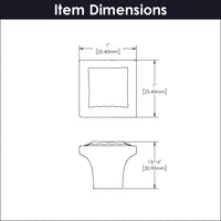 Bijou Astoria Collection Knob 1'' Square Satin Nickel Finish B056407-SN