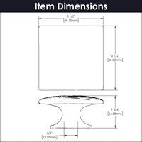 Bijou Tempest Collection Knob 3-1/2'' Square Brushed Golden Brass Finish B057801-BGB
