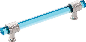 Chrysalis Collection Pull 5-1/16'' cc Polished Nickel with Cerulean Glass Finish B076307GC-14