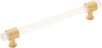Chrysalis Collection Pull 6-5/16'' cc Brushed Golden Brass with Frosted Glass Finish B076308GF-BGB
