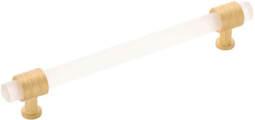 Chrysalis Collection Pull 6-5/16'' cc Brushed Golden Brass with Frosted Glass Finish B076308GF-BGB