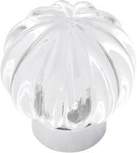 Luster Collection Knob 1-1/4'' diam Glass with Chrome Finish B076571-GLCH