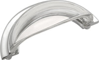 Luster Collection Cup Pull 3'' cc Glass with Chrome Finish B076574-GLCH