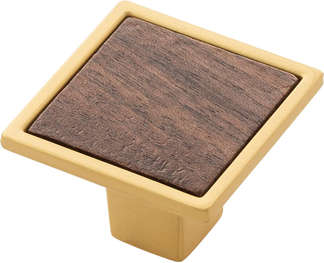 Fuse Collection Knob 1-7/16'' Square Brushed Golden Brass with Walnut Finish B076617WN-BGB