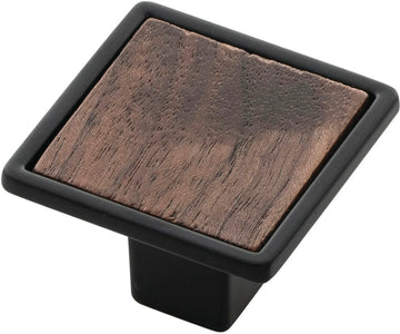 Fuse Collection Knob 1-7/16'' Square Matte Black with Walnut Finish B076617WN-MB