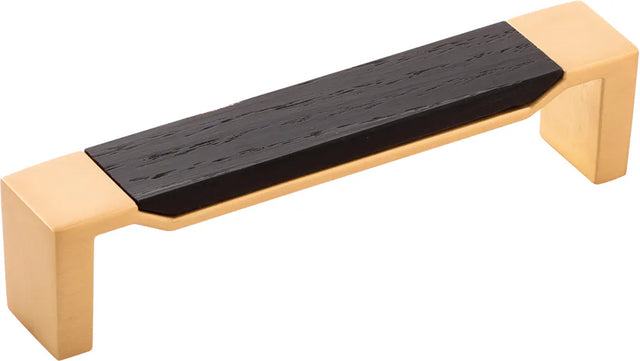 Fuse Collection Pull 5-1/16'' cc Brushed Golden Brass with Black Wood Finish B076620WB-BGB