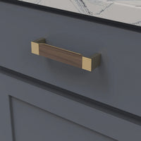 Fuse Collection Pull 5-1/16'' cc Brushed Golden Brass with Walnut Finish B076620WN-BGB