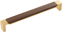 Fuse Collection Pull 8-13/16'' cc Brushed Golden Brass with Walnut Finish B076623WN-BGB