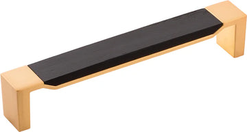Fuse Collection Pull 6-5/16'' cc Brushed Golden Brass with Black Wood Finish B076710WB-BGB