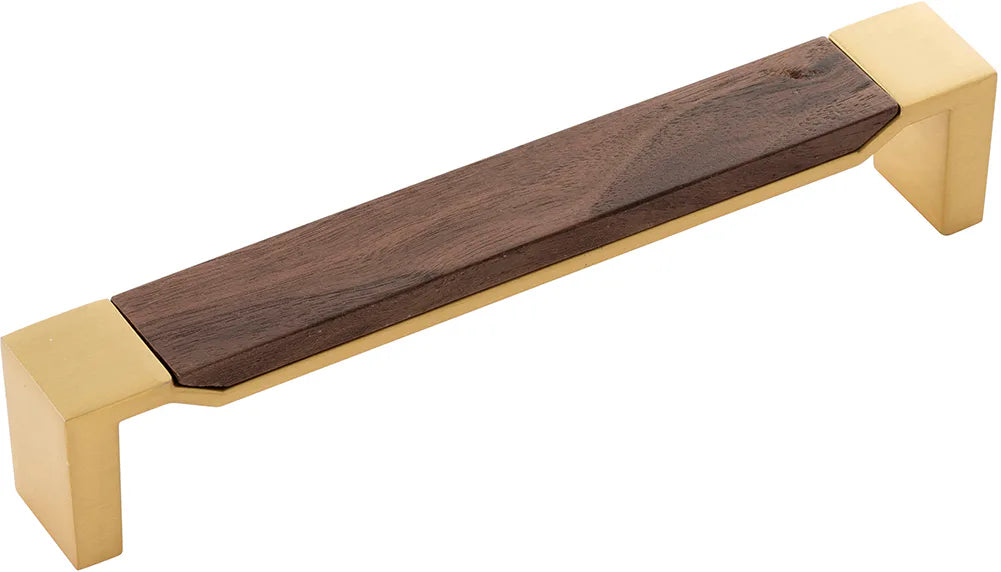 Fuse Collection Pull 6-5/16'' cc Brushed Golden Brass with Walnut Finish B076710WN-BGB