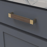 Fuse Collection Pull 6-5/16'' cc Brushed Golden Brass with Walnut Finish B076710WN-BGB