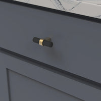 Sinclaire Collection T-Knob 2-3/8'' x 3/4'' Matte Black & Brushed Golden Brass Finish B076886-MBBGB