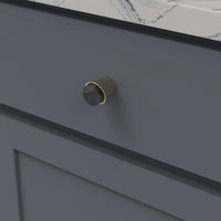 Firenze Collection Knob 1-1/4'' diam Black Marble with Brushed Golden Brass Finish B077038MB-BGB