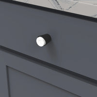 Firenze Collection Knob 1-1/4'' diam White Marble with Matte Black Finish B077038MW-MB