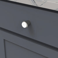 Firenze Collection Knob 1-1/4'' diam White Marble with Satin Nickel Finish B077038MW-SN