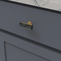 Firenze Collection T-Knob 2-1/2'' x 1'' Black Marble with Brushed Golden Brass Finish B077041MB-BGB