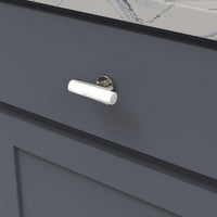Firenze Collection T-Knob 2-1/2'' x 1'' White Marble with Polished Nickel Finish B077041MW-14