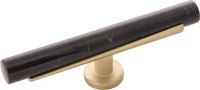 Firenze Collection T-Knob 5'' x 1'' Black Marble with Brushed Golden Brass Finish B077044MB-BGB