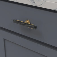 Firenze Collection T-Knob 5'' x 1'' Black Marble with Brushed Golden Brass Finish B077044MB-BGB