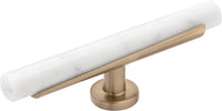 Firenze Collection T-Knob 5'' x 1'' White Marble with Champagne Bronze Finish B077044MW-CBZ