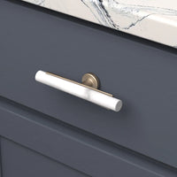 Firenze Collection T-Knob 5'' x 1'' White Marble with Champagne Bronze Finish B077044MW-CBZ