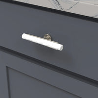 Firenze Collection T-Knob 5'' x 1'' White Marble with Satin Nickel Finish B077044MW-SN