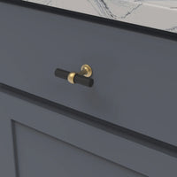 Ostia Collection T-Knob 2-1/2'' X 13/16'' Matte Black and Brushed Golden Brass Finish B077328-MBBGB
